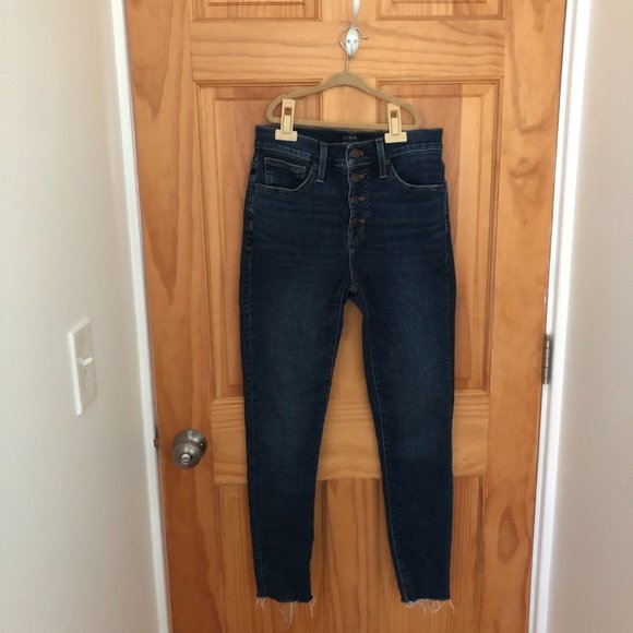 J. Crew Factory 10" High Rise Skinny Jean in Stretch with Raw Hem - Picture 4 of 7
